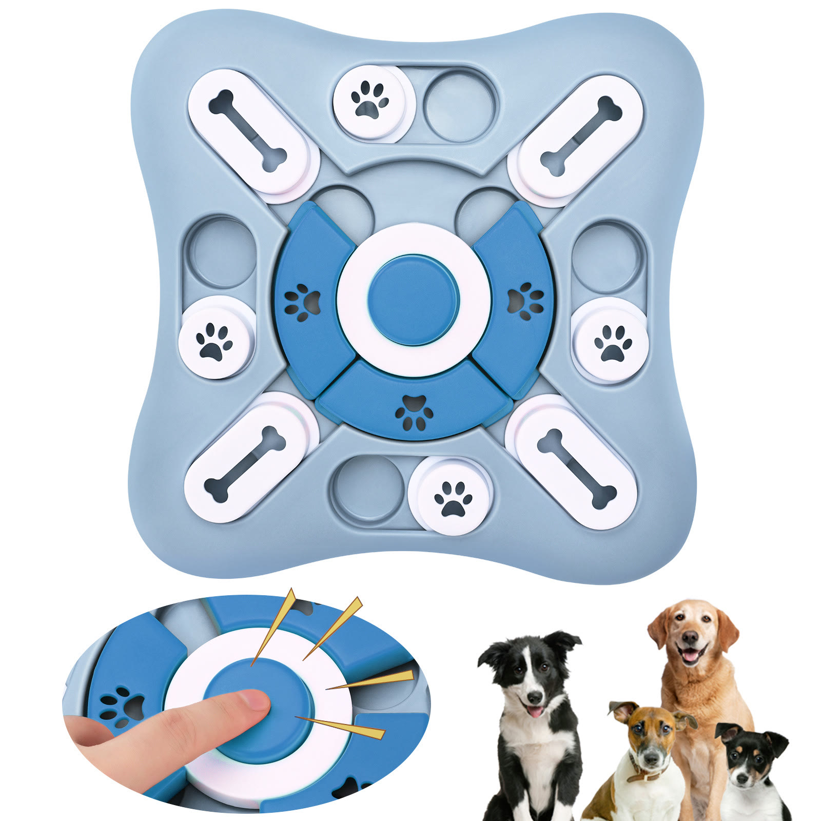 Heeipaw Interactive Dog Puzzle Toy – Treat Dispensing Slow Feeder Toy for Dogs, Mental Stimulation & Boredom Relief - Blue - image 1