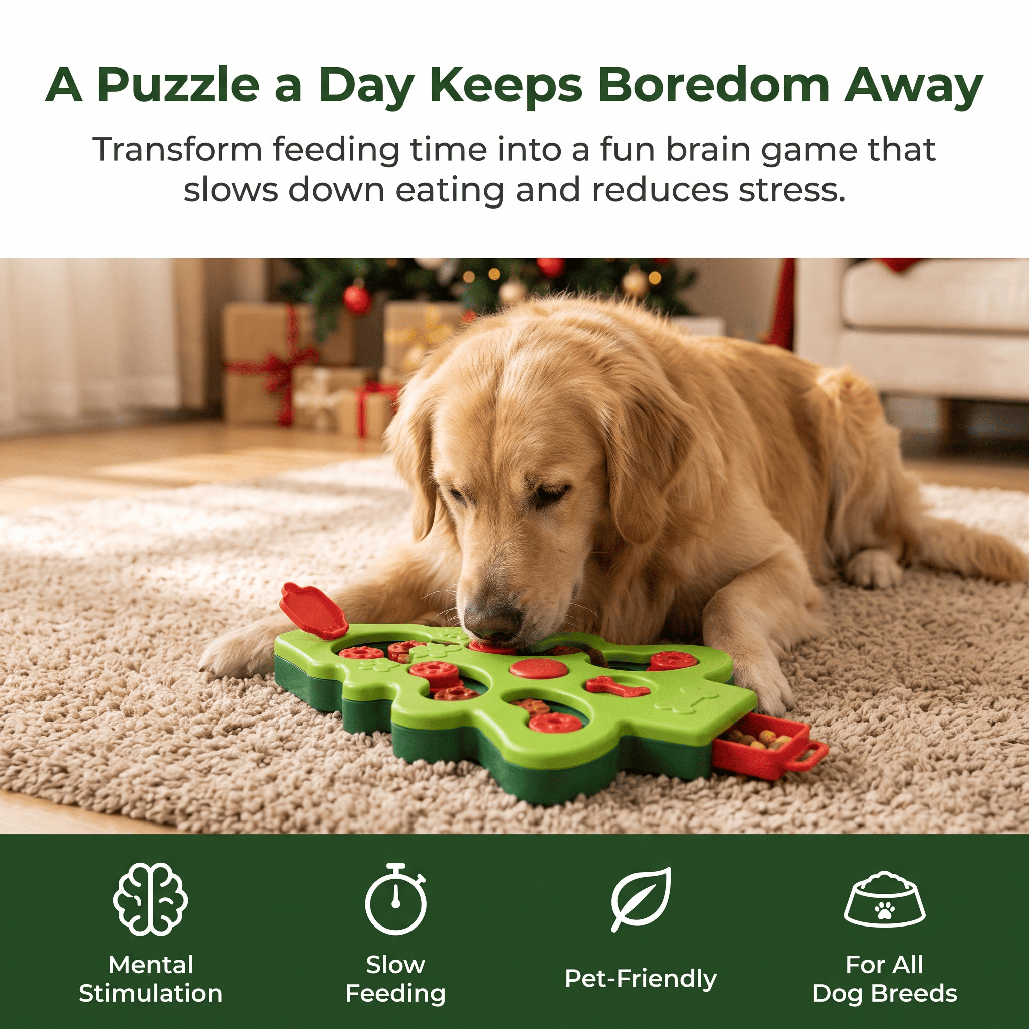 Heeipaw Christmas Tree Puzzle Feeder Toy – Interactive Slow Feeder & Treat Dispensing Dog Toy for Mental Stimulation and Boredom Relief - image 2