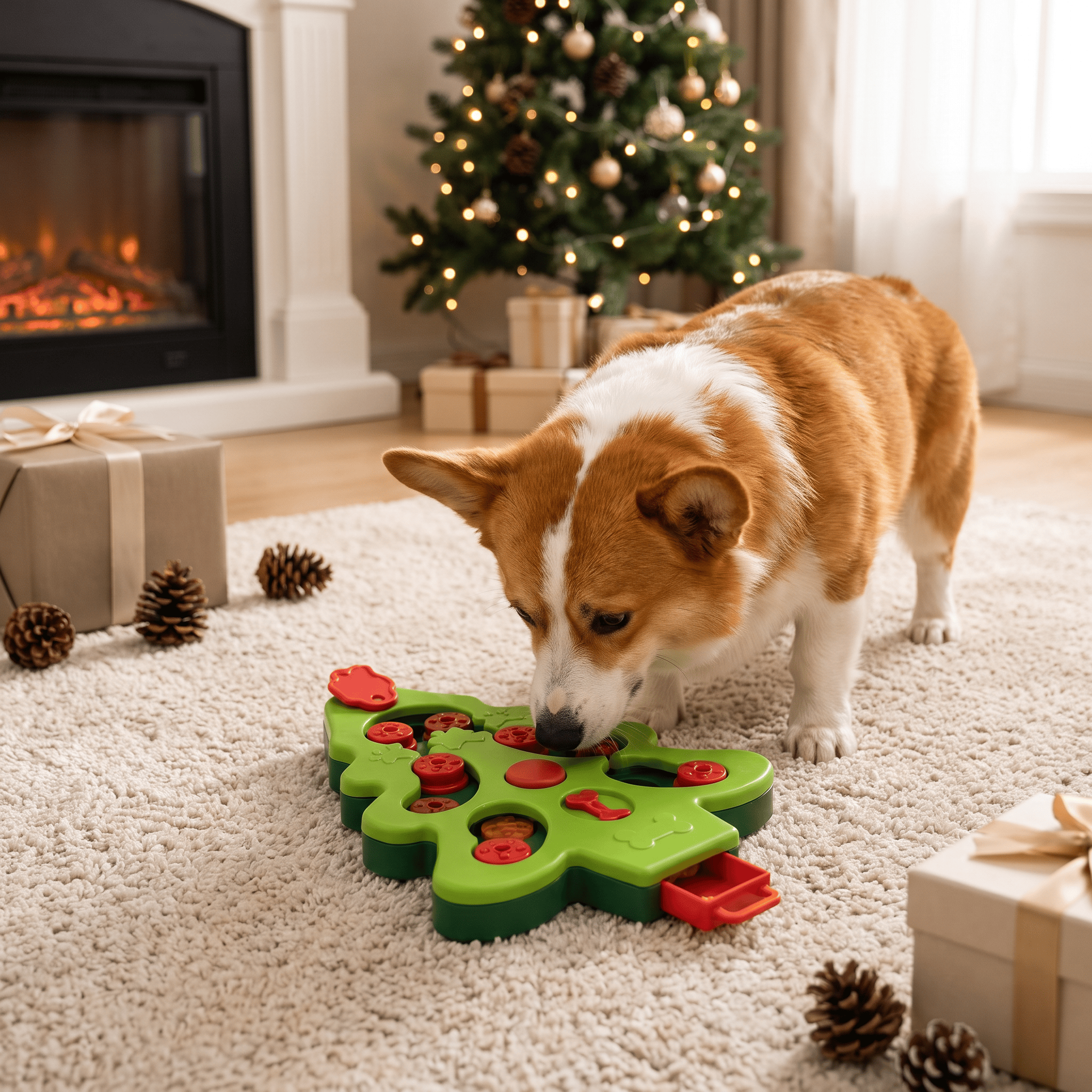 Heeipaw Christmas Tree Puzzle Feeder Toy – Interactive Slow Feeder & Treat Dispensing Dog Toy for Mental Stimulation and Boredom Relief - Green - image 1