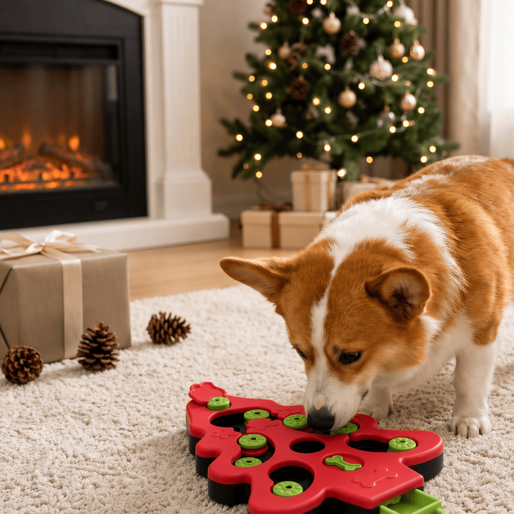 Heeipaw Christmas Tree Puzzle Feeder Toy – Interactive Slow Feeder & Treat Dispensing Dog Toy for Mental Stimulation and Boredom Relief - Red - image 4