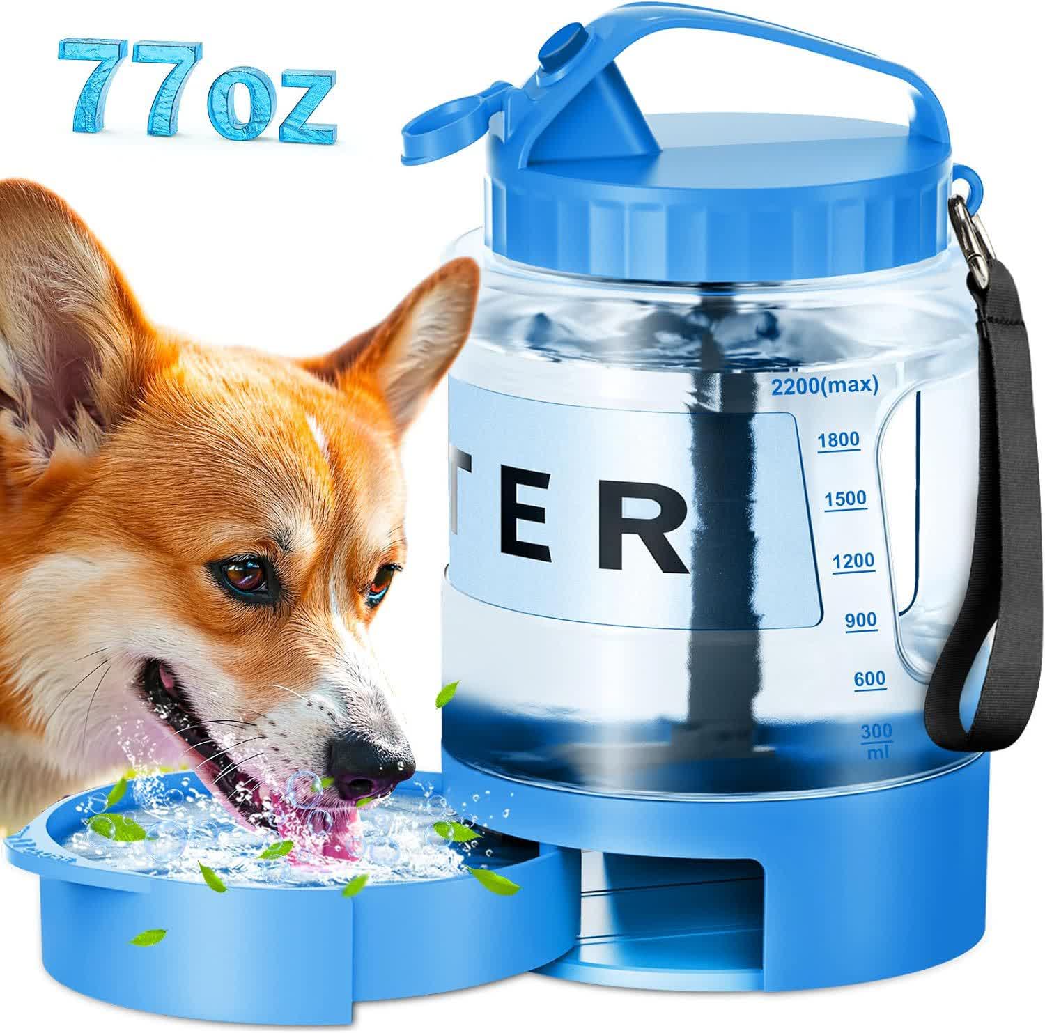 Heeipaw 2.2L Large Capacity Portable Dog Water Bottle for Walking, Hiking & Travel - Blue - image 2