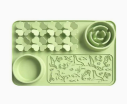 Heeipaw Silicone Lick Mat Slow Feeder For Dogs & Cats | Interactive Feeding Bowl - Green - Four-leaf clover - image 8