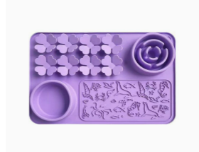 Heeipaw Silicone Lick Mat Slow Feeder For Dogs & Cats | Interactive Feeding Bowl - Purple - Four-leaf clover - image 7