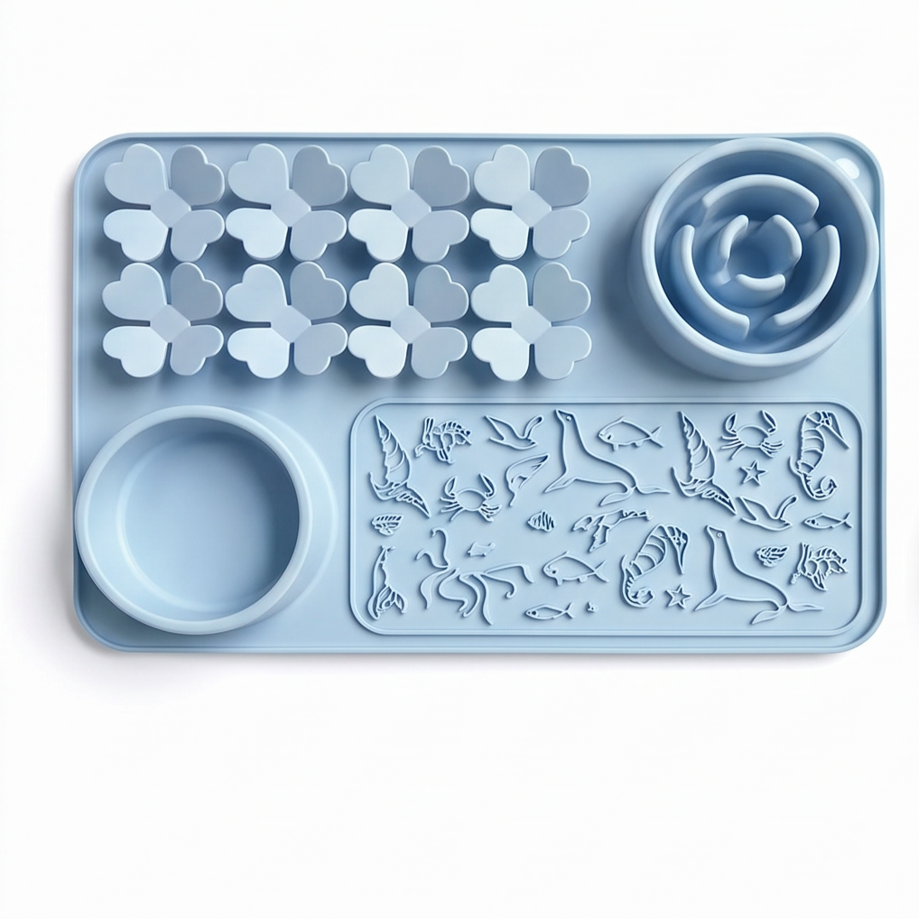 Heeipaw Silicone Lick Mat Slow Feeder For Dogs & Cats | Interactive Feeding Bowl - Blue - Four-leaf clover - image 11