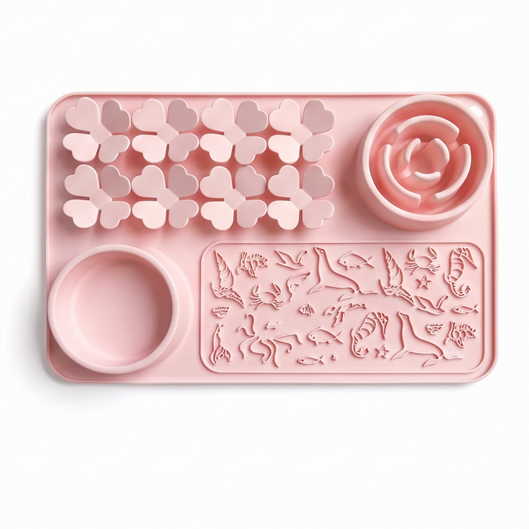 Heeipaw Silicone Lick Mat Slow Feeder For Dogs & Cats | Interactive Feeding Bowl - Pink - Four-leaf clover - image 10
