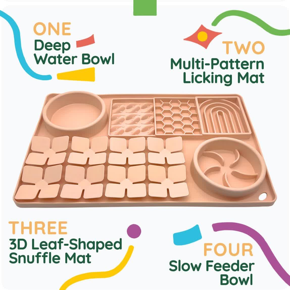 Heeipaw Silicone Lick Mat For Dogs & Cats – Slow Feeder Bowl With Anti-slip Design For Healthy Feeding - Pink - 4 in 1 - image 4