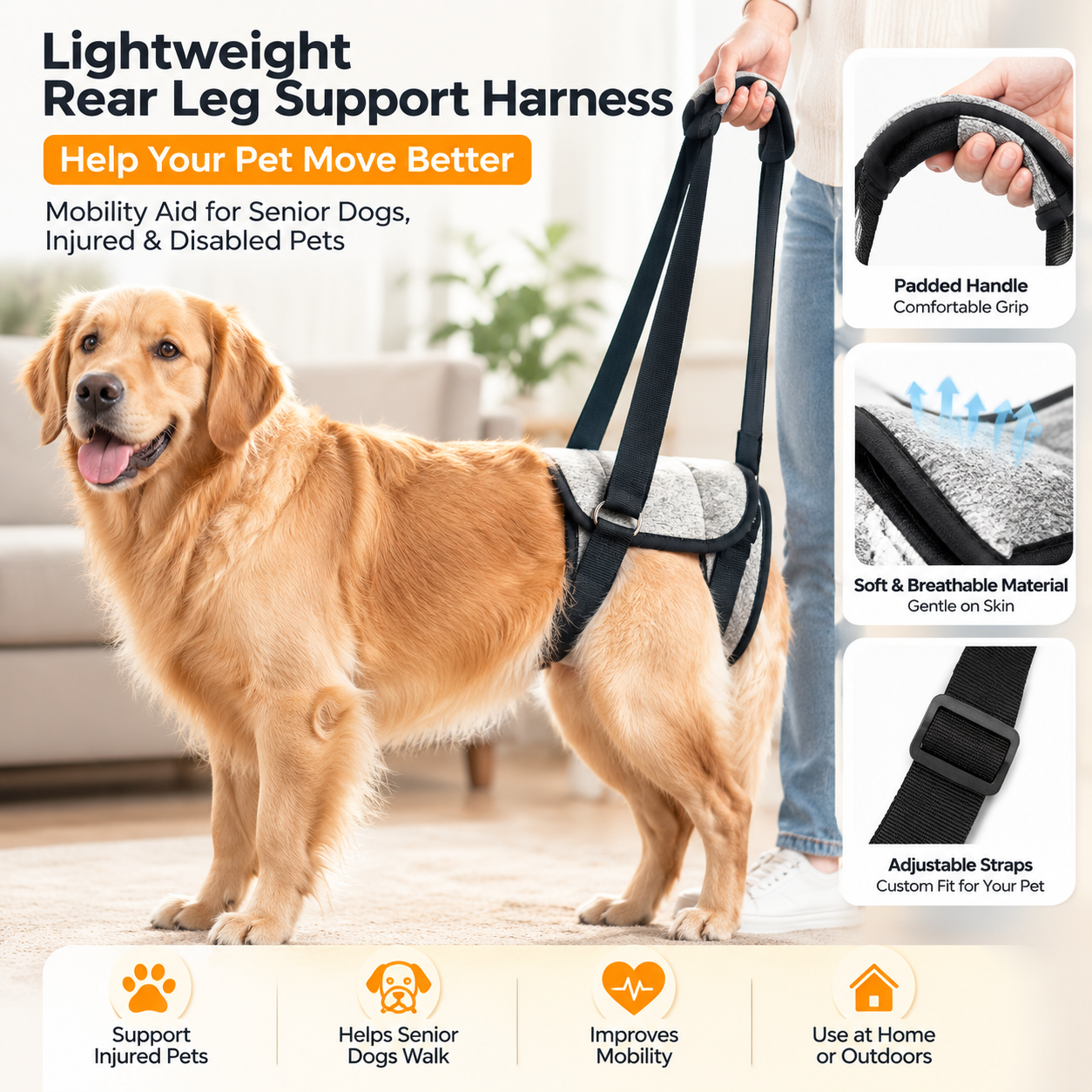 Heeipaw Dog Lift Harness for Rear Legs – Supportive Mobility Aid for Senior Dogs & Injured Pets - image 3