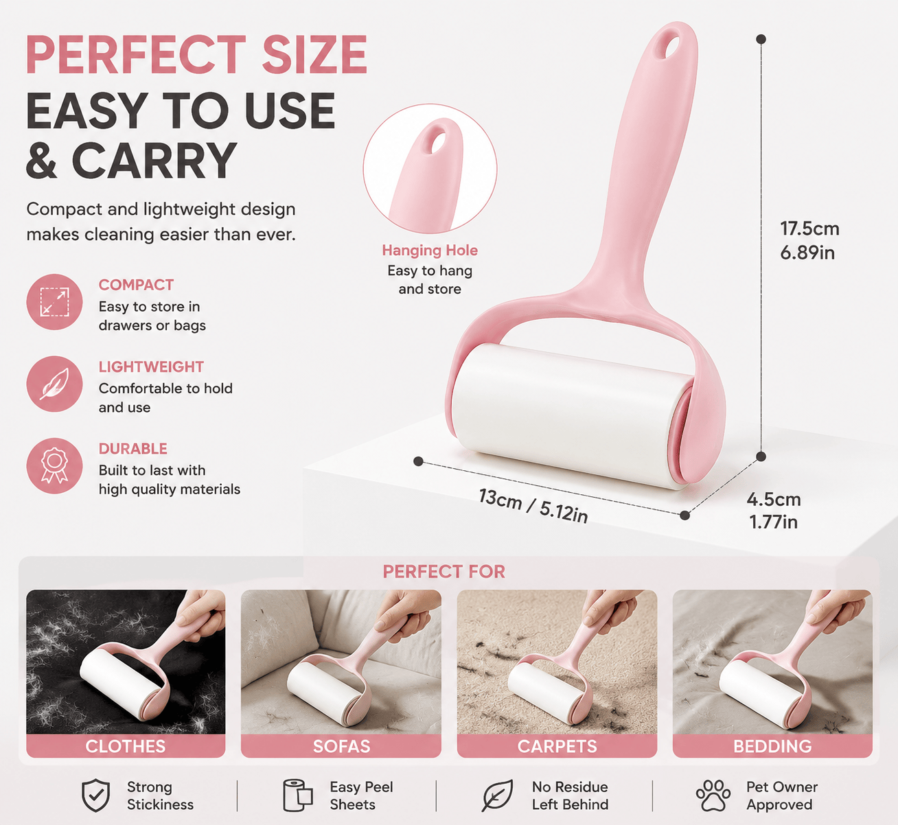Heeipaw Pet Hair Remover Roller – Reusable Lint Roller for Dog & Cat Hair on Clothes, Furniture & Home - image 2