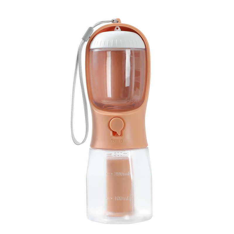 Heeipaw Portable Dog Water Bottle, 3-in-1 Travel Water Dispenser for Dogs & Cats, Leak-Proof Outdoor Pet Hydration Bottle - Champagne - 300ml - image 5