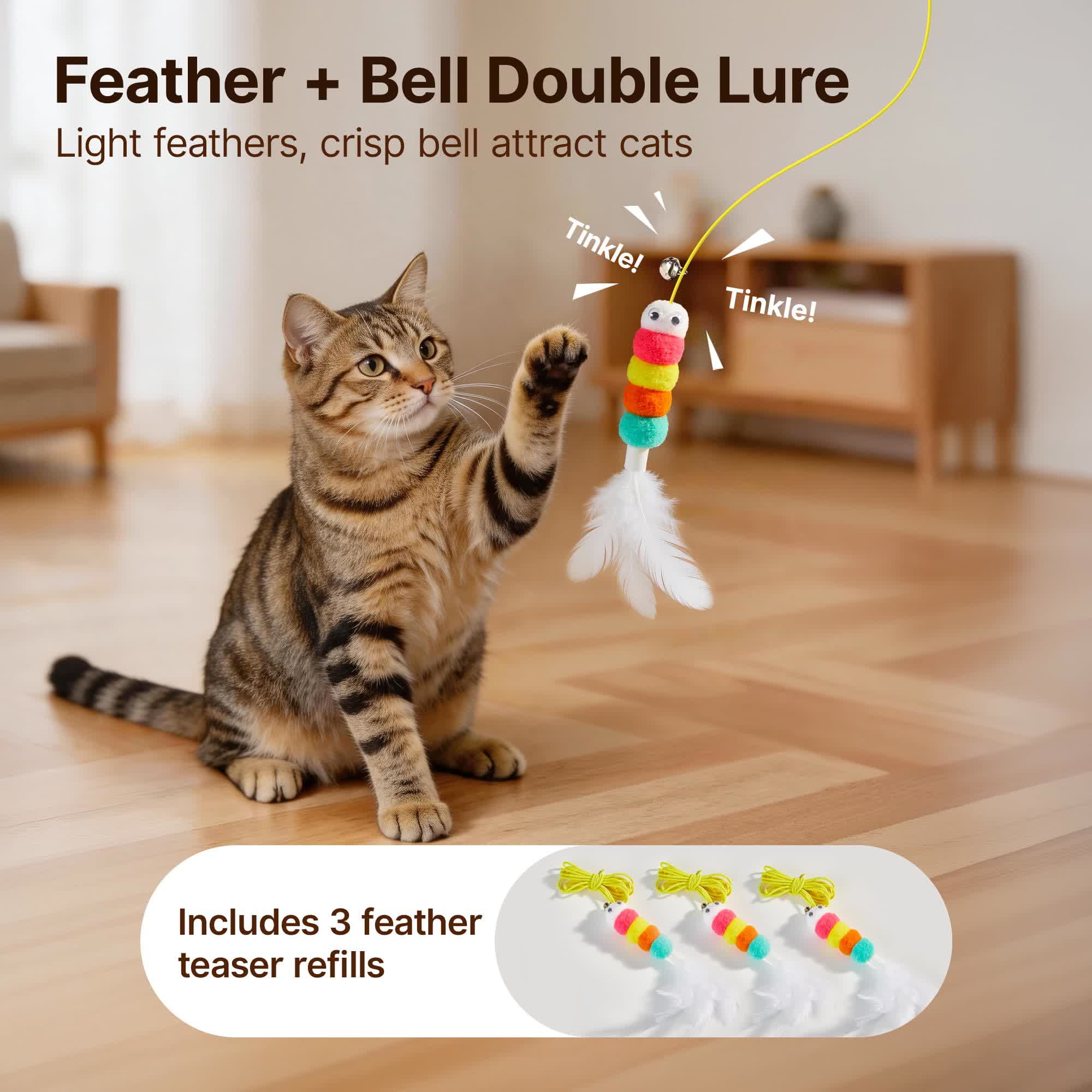 Heeipaw Interactive Cat Toy – Automatic Self-play Teaser Toy For Cats, Keeps Indoor Cats Active & Entertained - image 1