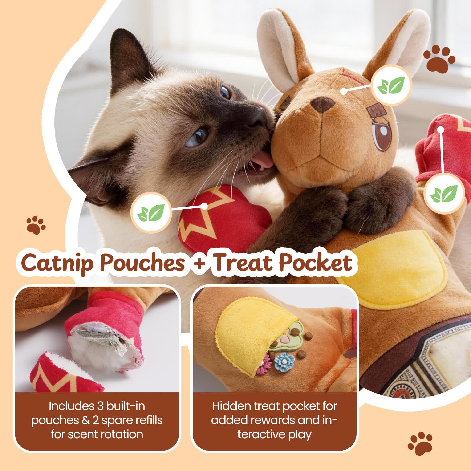 Heeipaw Kangaroo Catnip Toy – Interactive Kicker Toy for Cats, Plush Wrestle Toy for Fun & Exercise - image 5