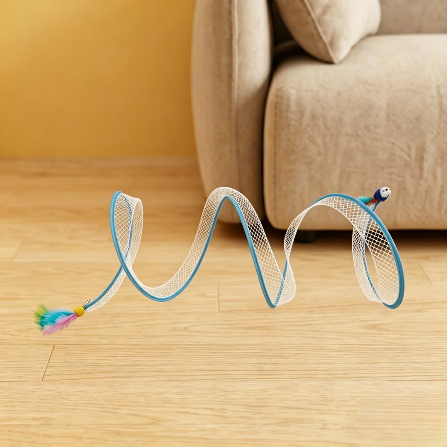 Heeipaw Cat Exercise Toy – Interactive Play Tunnel with Wand Toy for Cats, Helps Reduce Boredom & Burn Energy - Blue - image 6