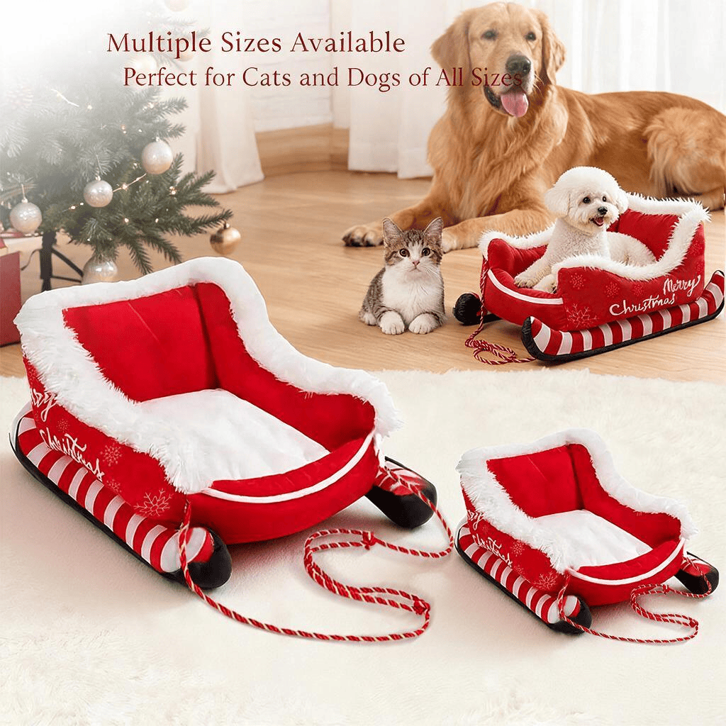 Heeipaw Christmas Sleigh Pet Bed – Cozy Warm Plush Bed for Dogs & Cats, Holiday Winter Nest - image 6