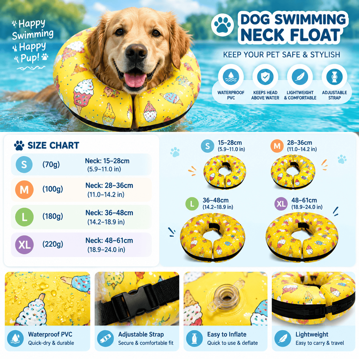 Heeipaw Waterproof Dog and Cat Collar – Colorful PVC Adjustable Collar for Swimming, Beach & Outdoor Adventures - image 4