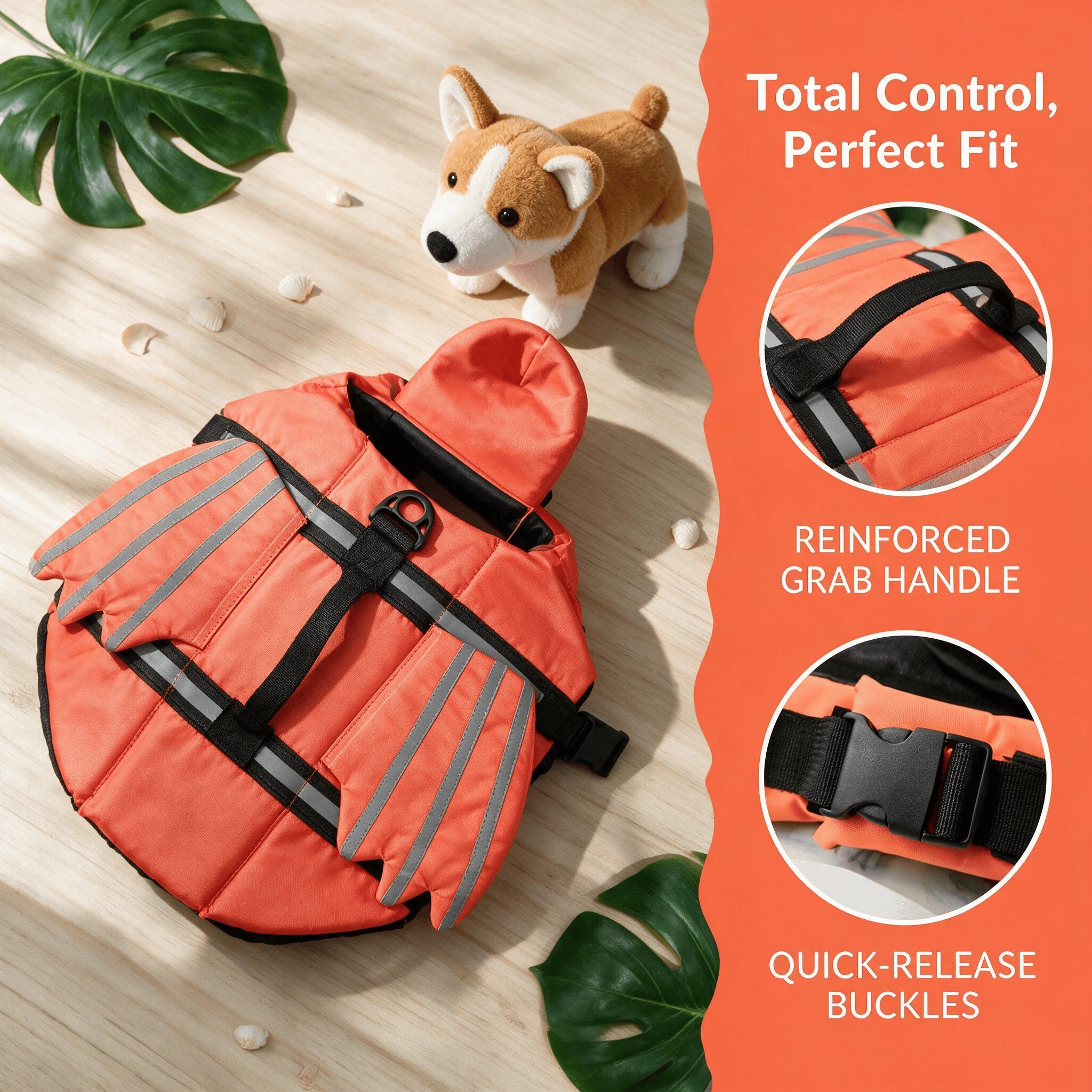 Heeipaw Reflective Dog Life Jacket with Angel Wings, Adjustable Swimming Vest for Summer Water Adventures - image 7
