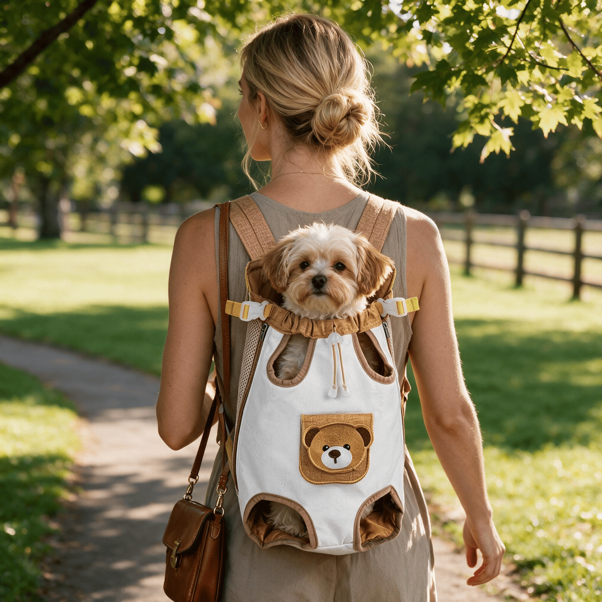 Heeipaw  Carrier Backpack for Small Dogs & Cats, Front Chest Pet Backpack with Four-Leg Support, Comfortable Hands-Free Travel B - Brown - 3XL - image 2