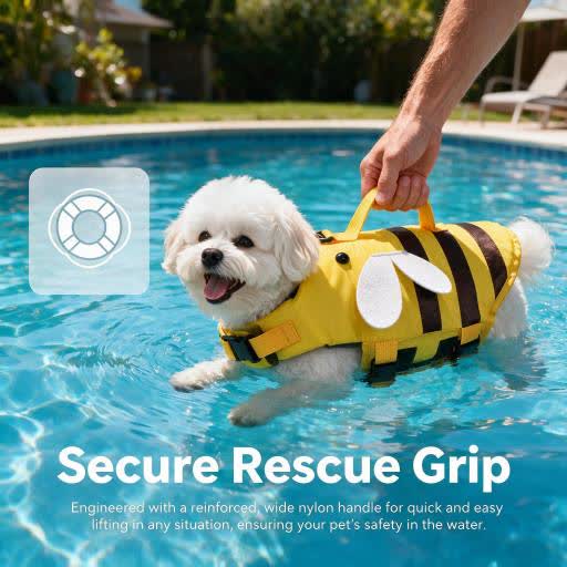 Heeipaw Dog Life Jacket for Small & Medium Dogs, Adjustable Pet Swimming Vest - Yellow - L - image 1