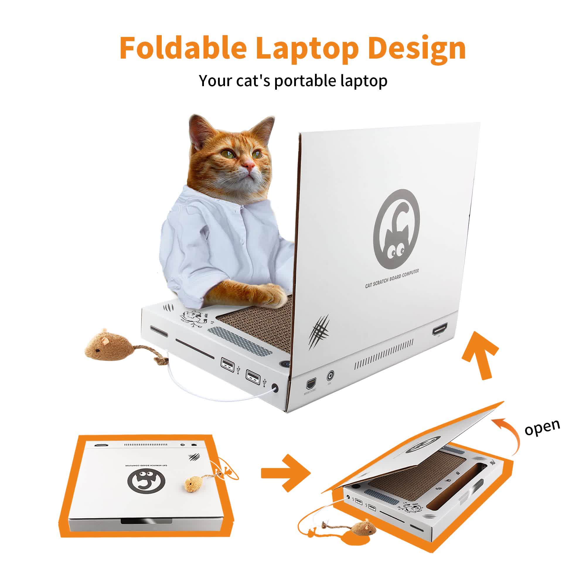 Heeipaw Foldable Cat Scratcher Toy, Premium Corrugated Cardboard Scratch Pad for Happy Indoor Cats - image 4