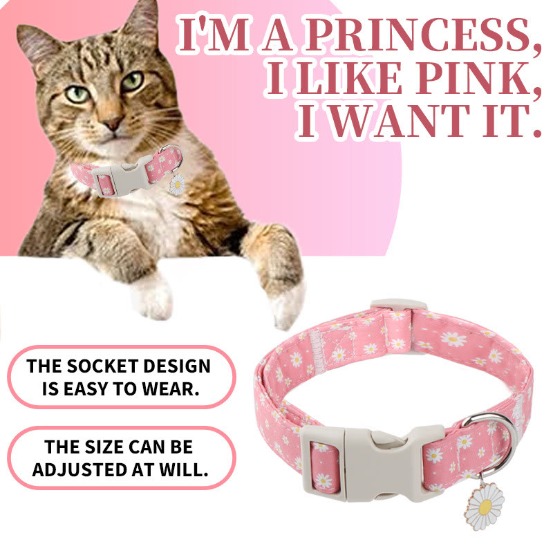 Heeipaw Stylish Dog Collar, Durable Adjustable Pet Collar for Small, Medium & Large Dogs - Pink flower - L - image 4