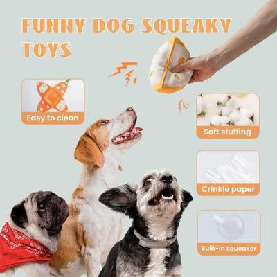 Heeipaw Squeaky Plush Dog Toys, Interactive Fruit Peel Puzzle Toy for Dogs, Soft Chew Toy for Small Medium Dogs - image 6