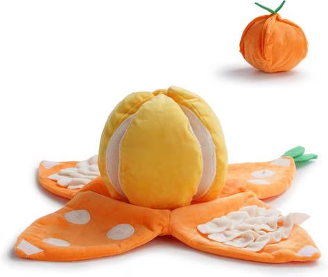 Heeipaw Squeaky Plush Dog Toys, Interactive Fruit Peel Puzzle Toy for Dogs, Soft Chew Toy for Small Medium Dogs - Orange - image 2