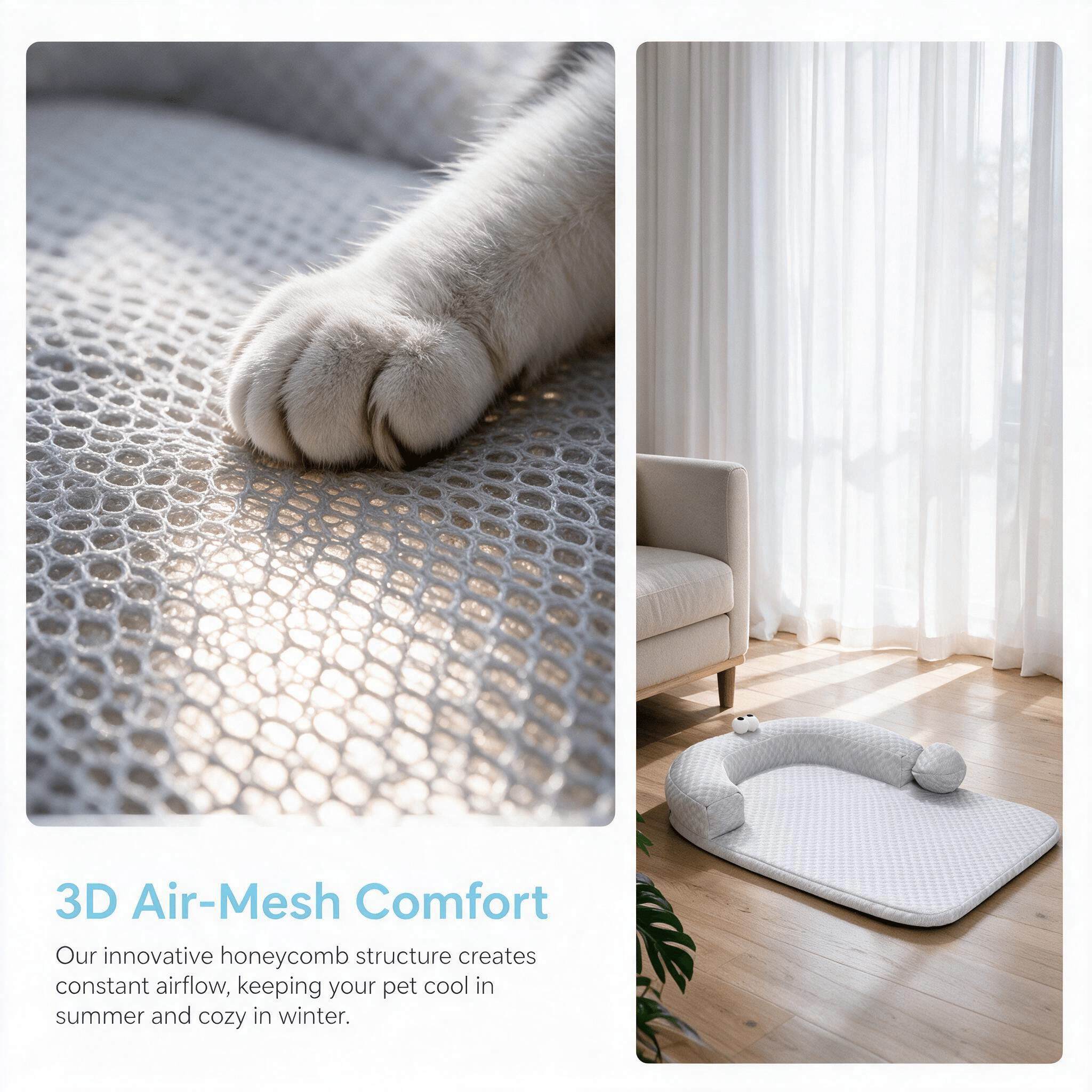 Heeipaw Summer Cooling Pet Bed, Breathable Cooling Pad for Dogs and Cats, Soft Sleeping Mat for Indoor Kennel, Crate & Home - image 5