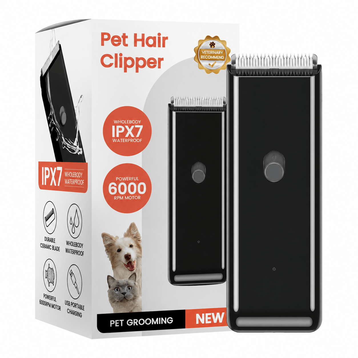 Heeipaw Professional Pet Grooming Clipper, Low Noise Waterproof Dog & Cat Hair Trimmer, Electric Shaver for Home Grooming - Black - image 12