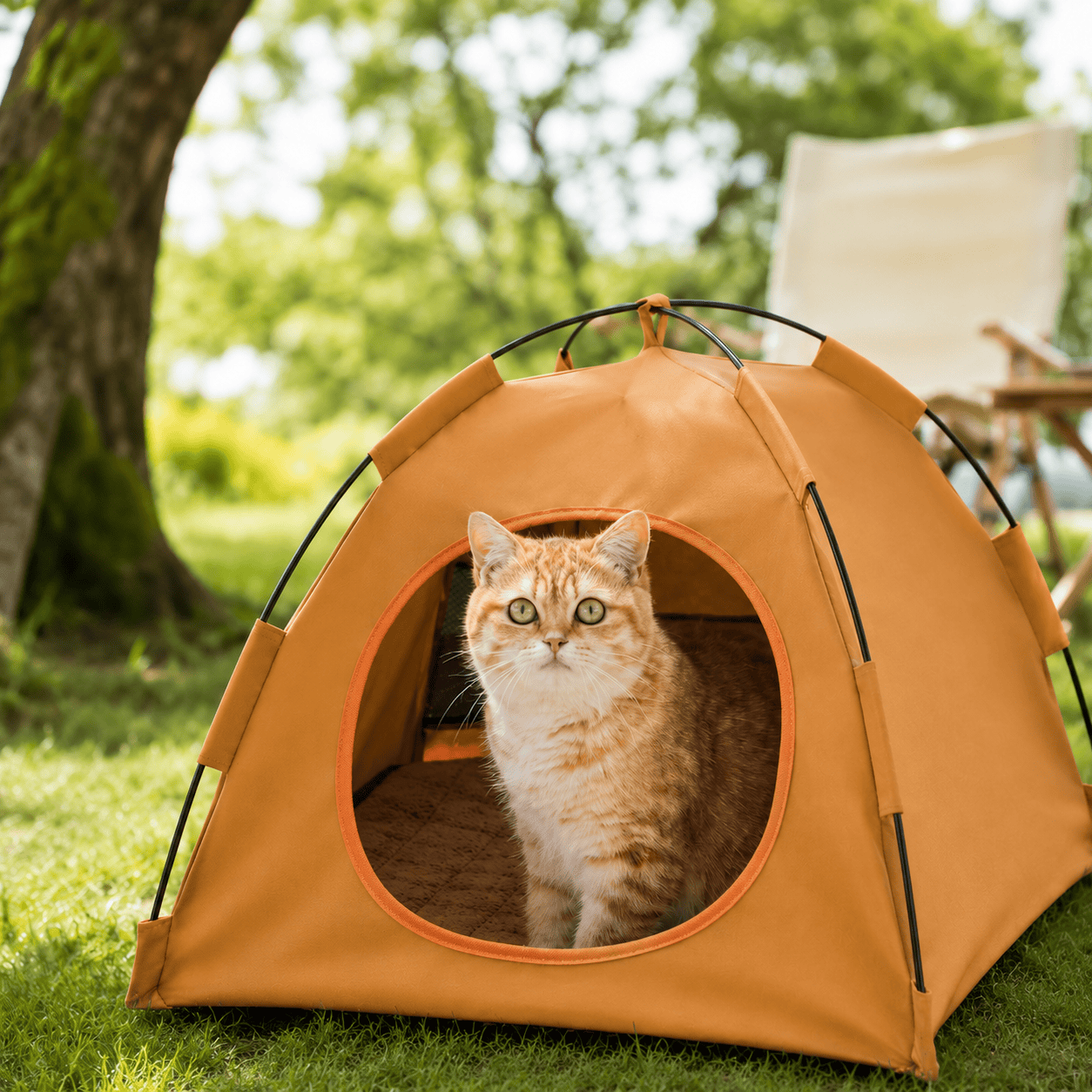 Heeipaw Outdoor Pet Tent Bed for Cats & Small Dogs, Foldable Oxford Cloth Cozy Cat House for Camping, Travel & All-Season Use - Orange - L - image 11