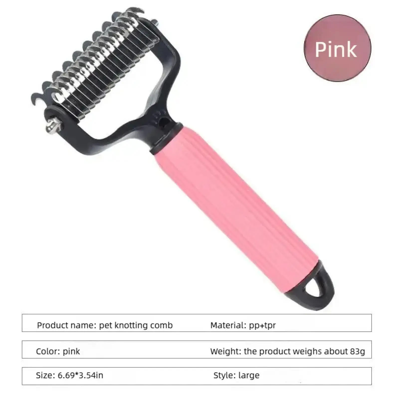 Heeipaw Dog Grooming Comb – Groomer Tools, Stainless Steel Double-Sided Shedding Grooming Kit, Mat-Tamer Teeth for Detangling Ma - Red - 1pc - image 5
