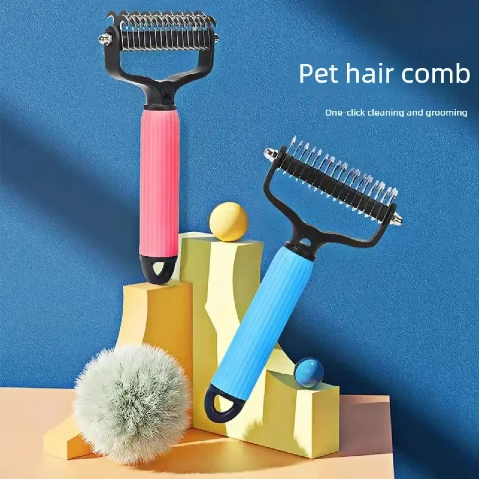 Heeipaw Dog Grooming Comb – Groomer Tools, Stainless Steel Double-Sided Shedding Grooming Kit, Mat-Tamer Teeth for Detangling Ma - image 2