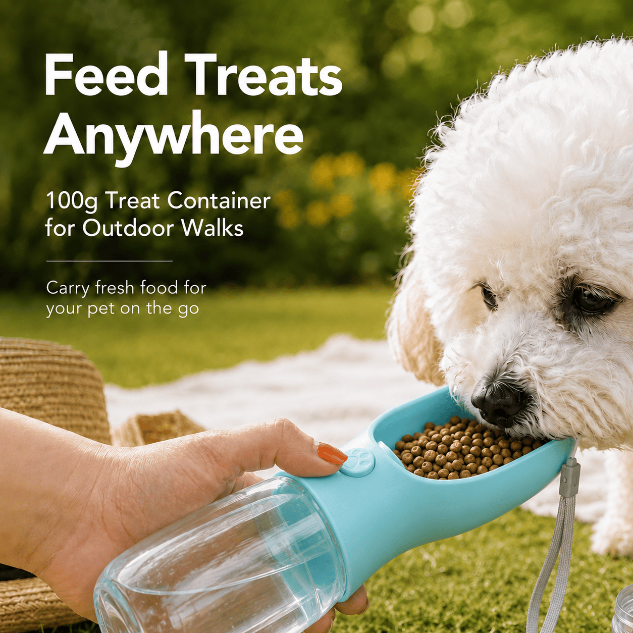 Heeipaw Portable Dog Water Bottle With Food Container - Automatic Feeder, Left/right Hand Use,Backpack Stays Dry, Food Grade Abs, Travel Bowl For Small Pets (yorkie, Chihuahua) Walking & Hiking, Feeding - Blue - L - image 3