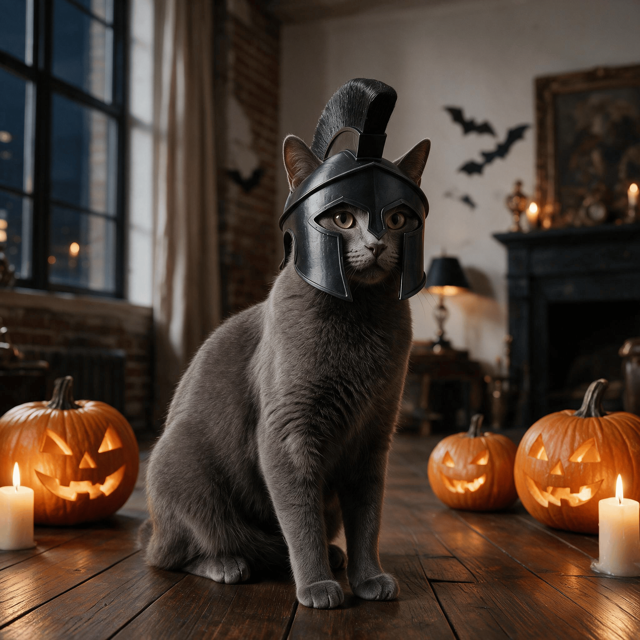 Heeipaw Cat Halloween Costume  Helmet, Spartan Warrior Plastic Helmet, Funny Pet Cosplay Headgear for Parties & Photos - image 4