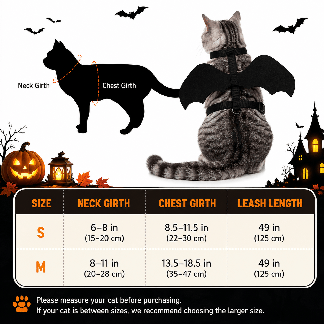 Heeipaw Bat Wing Cat Harness, Black Polyester Halloween Pet Leash Harness for Cats, Walking, Outdoor & Costume Partiesv - image 3