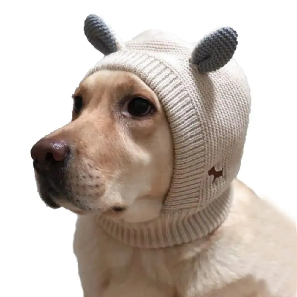 Heeipaw Dog Silent Ear Muffs, 1 Pc Noise-Protection Ear Covers, Large Dog Knitted Ear Hat, Fabric Clothing Pet Supplies - image 2