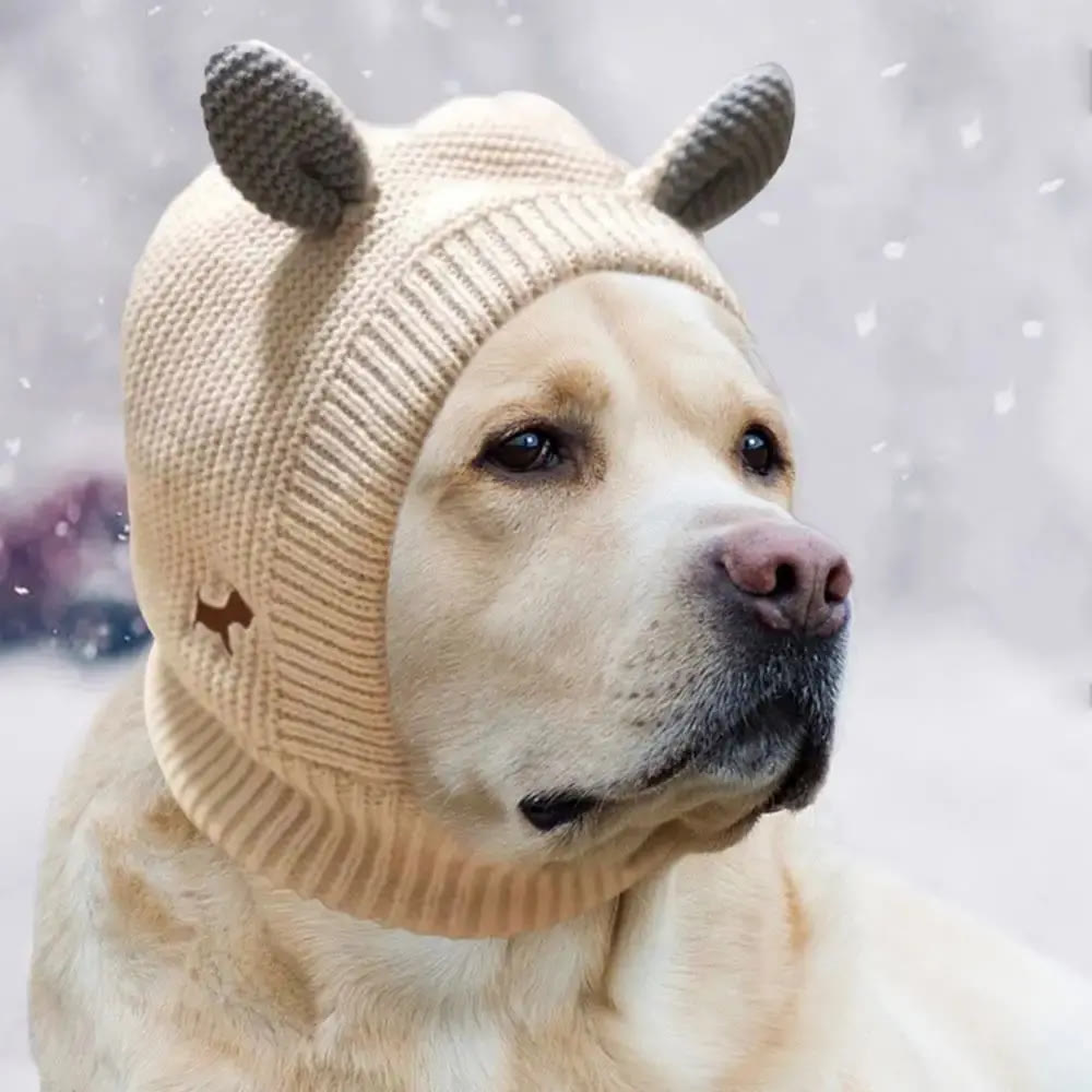 Heeipaw Dog Silent Ear Muffs, 1 Pc Noise-Protection Ear Covers, Large Dog Knitted Ear Hat, Fabric Clothing Pet Supplies - image 4