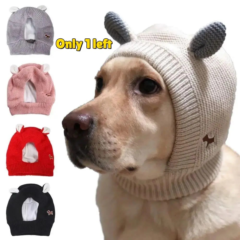 Heeipaw Dog Silent Ear Muffs, 1 Pc Noise-Protection Ear Covers, Large Dog Knitted Ear Hat, Fabric Clothing Pet Supplies - image 1
