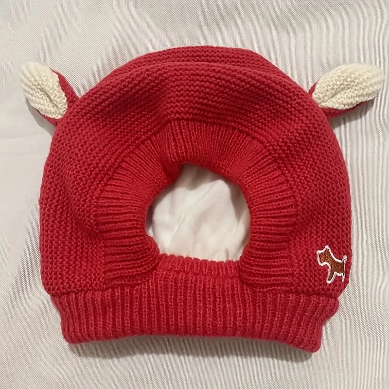 Heeipaw Dog Silent Ear Muffs, 1 Pc Noise-Protection Ear Covers, Large Dog Knitted Ear Hat, Fabric Clothing Pet Supplies - Red - image 9