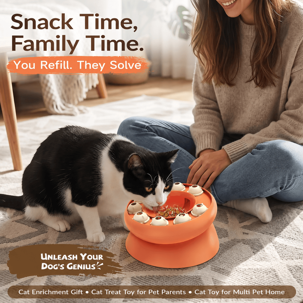 Heeipaw Cat Puzzle Toy for Cats Indoor, Slow Feeder Bowl for Fast Eaters, Interactive Kitten Enrichment Toy - image 9