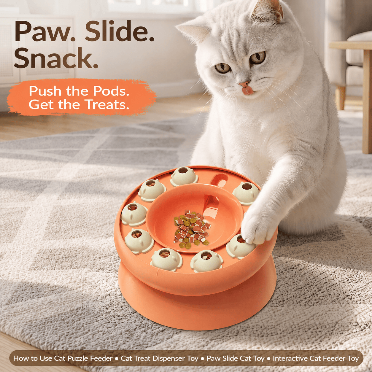 Heeipaw Cat Puzzle Toy for Cats Indoor, Slow Feeder Bowl for Fast Eaters, Interactive Kitten Enrichment Toy - image 3