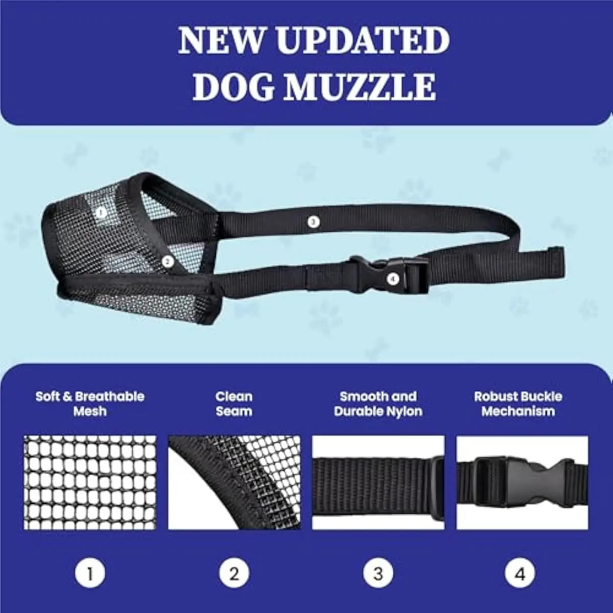 Heeipaw Dog Muzzle for Varies Dogs - Air Mesh Muzzle for Varies Sized Dog | Adjustable No Bark Dogs Muzzles for Scavenging Licki - image 2