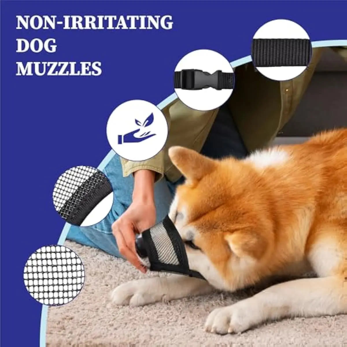 Heeipaw Dog Muzzle for Varies Dogs - Air Mesh Muzzle for Varies Sized Dog | Adjustable No Bark Dogs Muzzles for Scavenging Licki - image 4