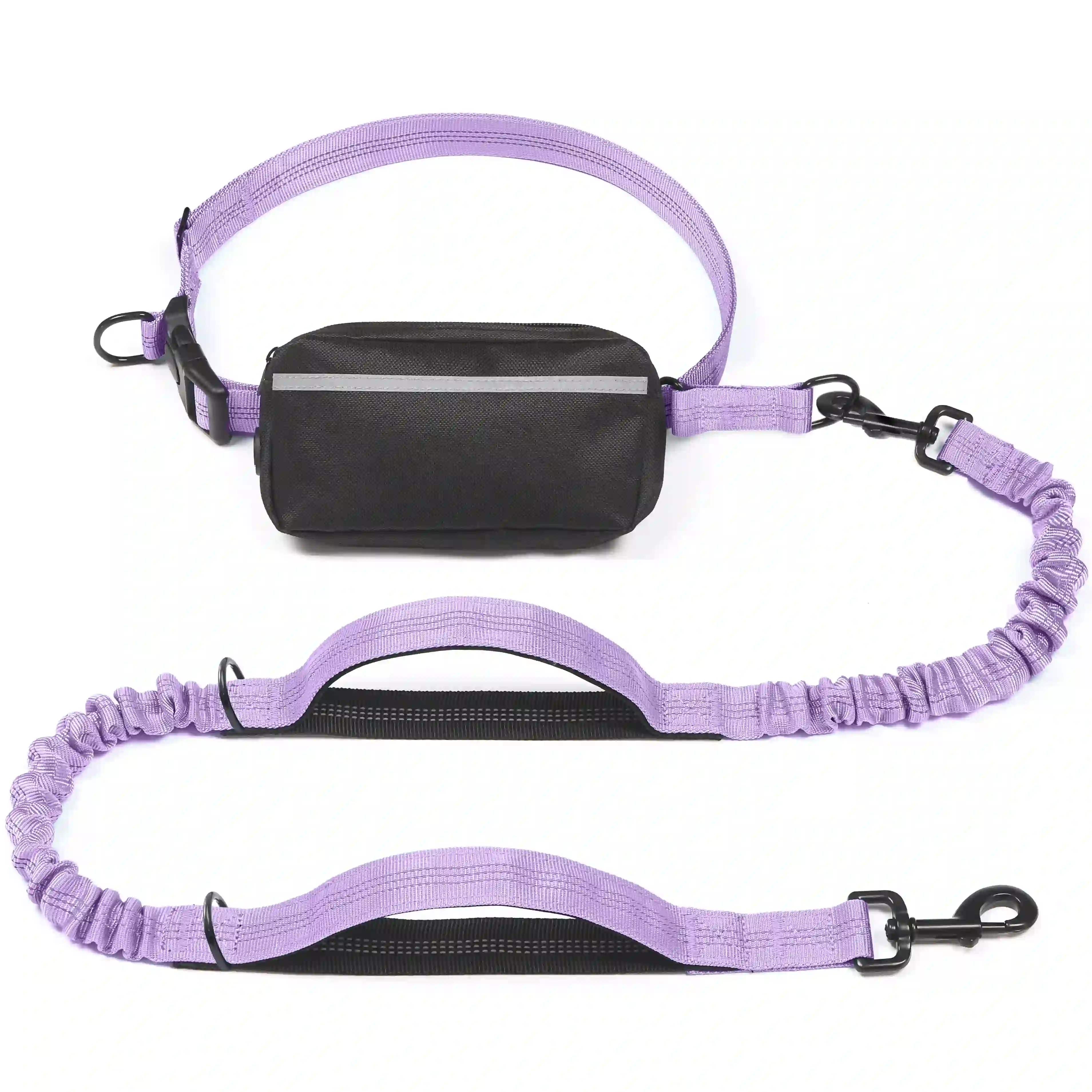 Heeipaw Hands Free Dog Leash with Zipper Pouch, Dual Padded Handles and Durable Bungee for Walking, Jogging and Running Your Dog - Light Purple - Medium (8-25 lbs Dogs) - image 8