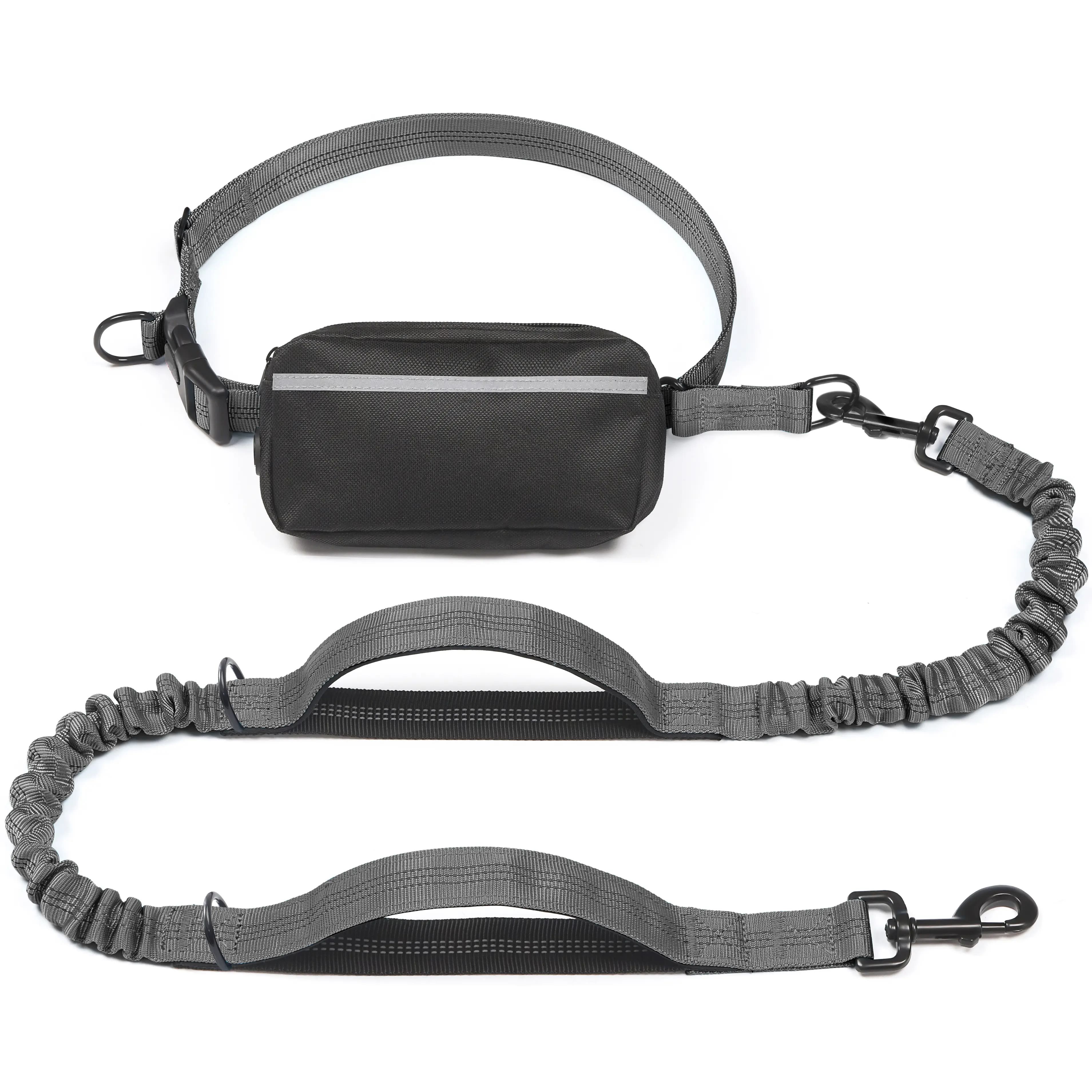 Heeipaw Hands Free Dog Leash with Zipper Pouch, Dual Padded Handles and Durable Bungee for Walking, Jogging and Running Your Dog - Grey - Medium (8-25 lbs Dogs) - image 13