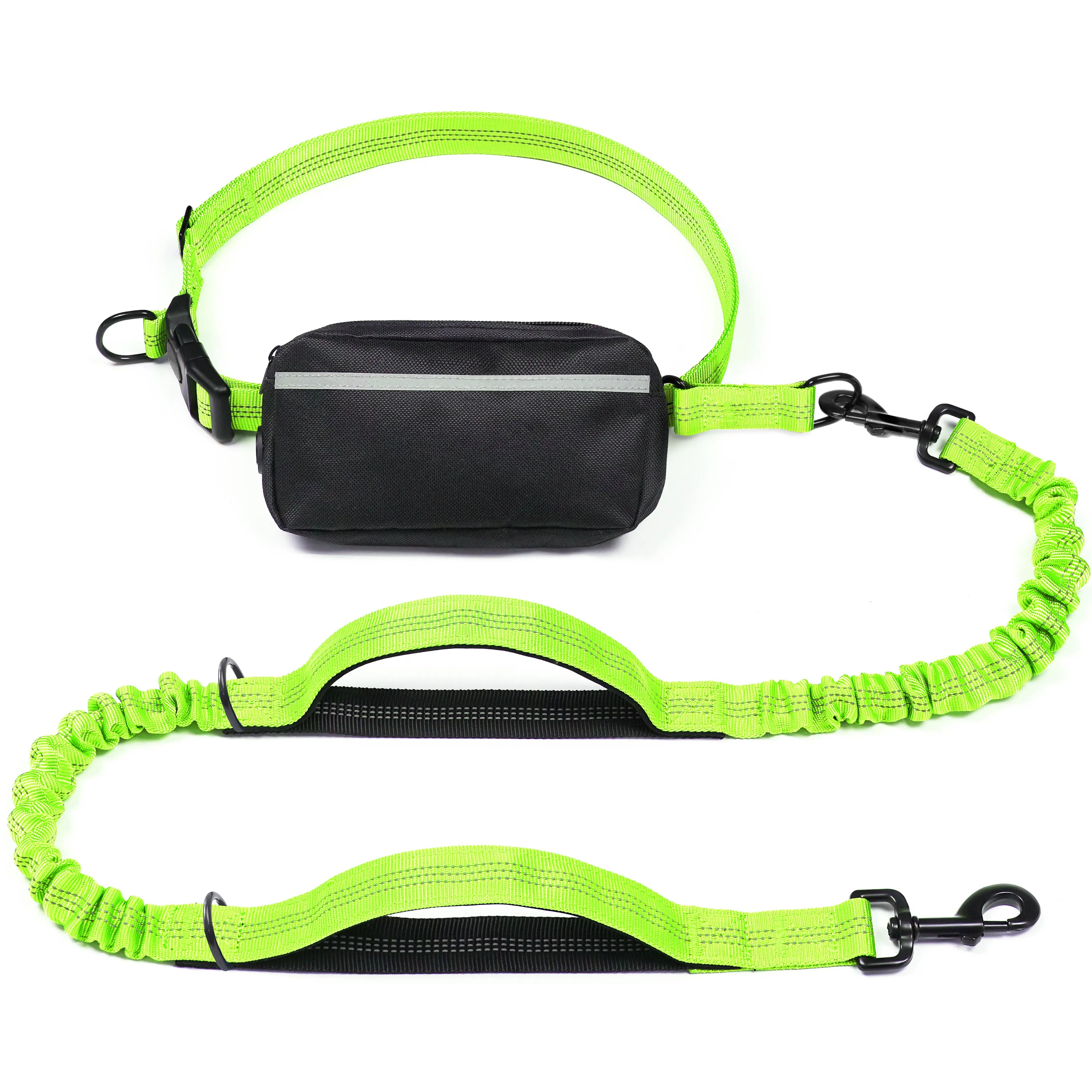 Heeipaw Hands Free Dog Leash with Zipper Pouch, Dual Padded Handles and Durable Bungee for Walking, Jogging and Running Your Dog - Green - Medium (8-25 lbs Dogs) - image 11