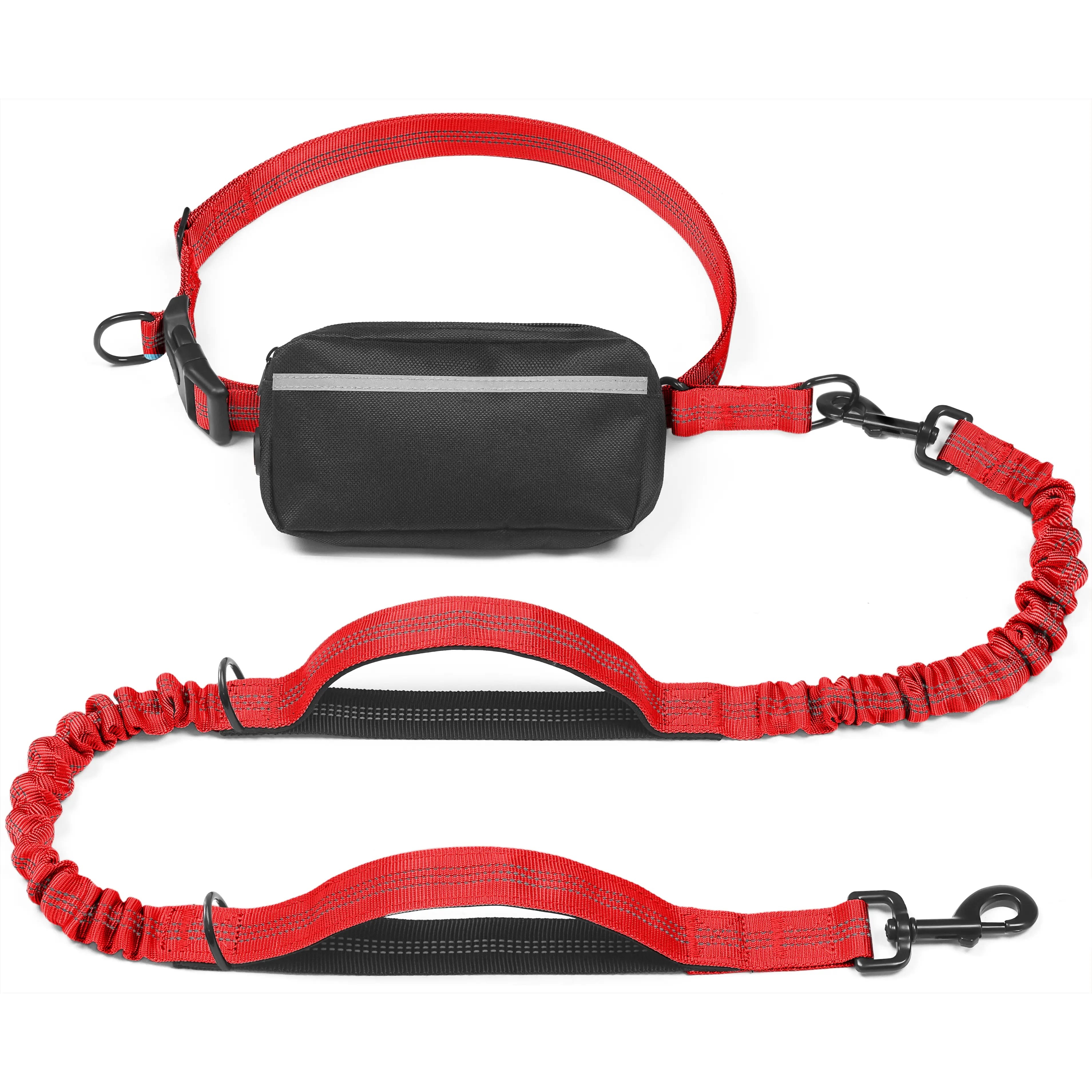 Heeipaw Hands Free Dog Leash with Zipper Pouch, Dual Padded Handles and Durable Bungee for Walking, Jogging and Running Your Dog - Red - Medium (8-25 lbs Dogs) - image 9