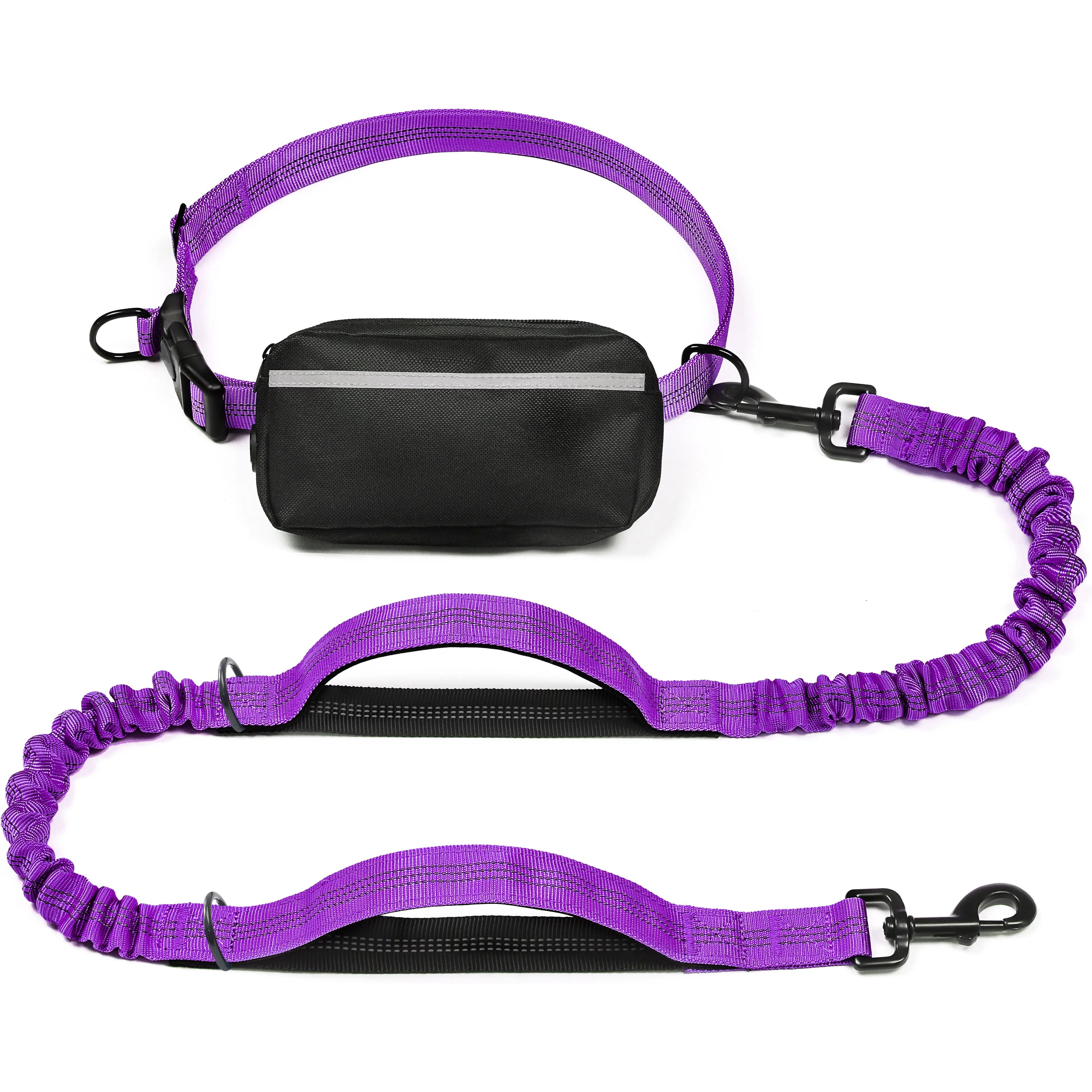 Heeipaw Hands Free Dog Leash with Zipper Pouch, Dual Padded Handles and Durable Bungee for Walking, Jogging and Running Your Dog - Purple - Medium (8-25 lbs Dogs) - image 12