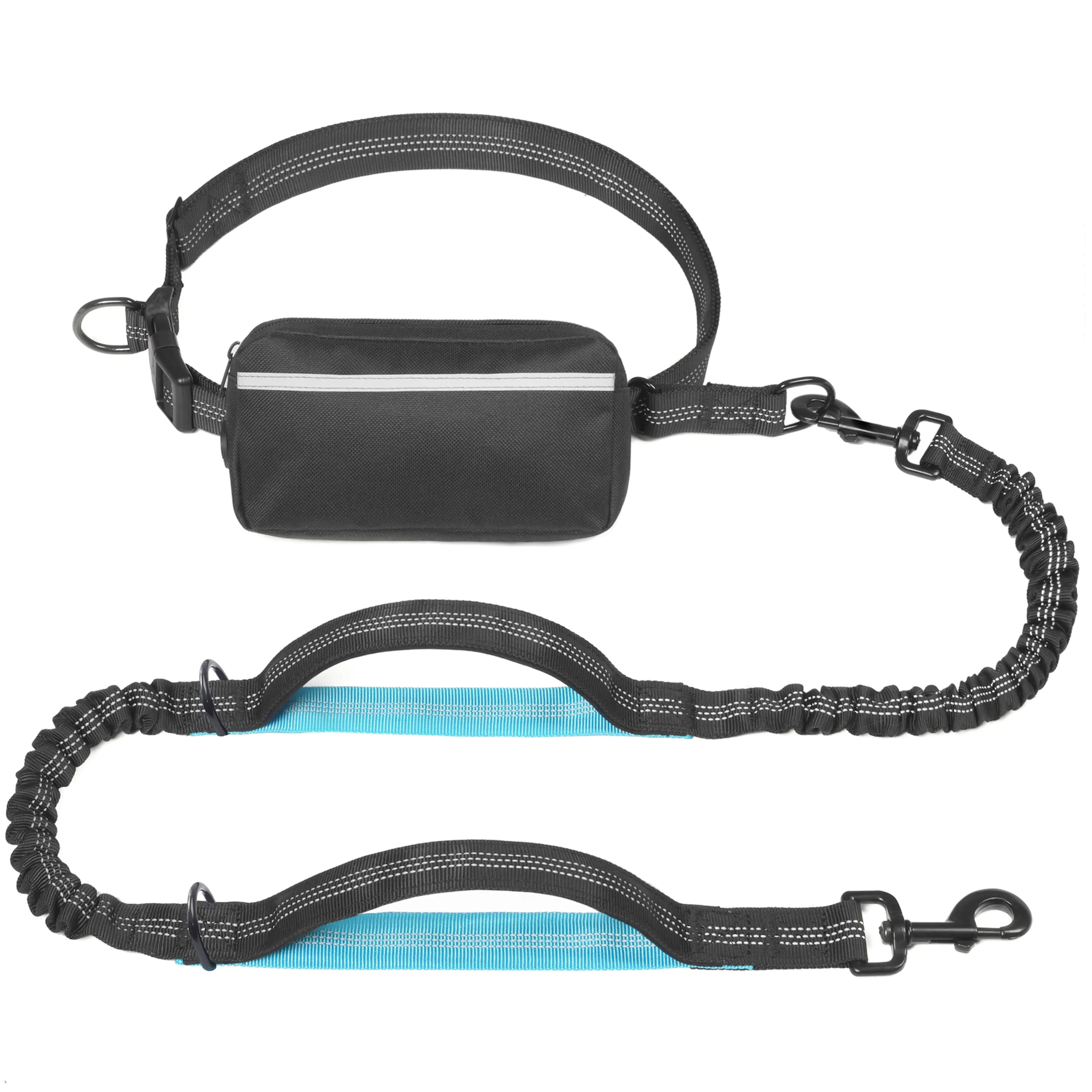 Heeipaw Hands Free Dog Leash with Zipper Pouch, Dual Padded Handles and Durable Bungee for Walking, Jogging and Running Your Dog - Black - Medium (8-25 lbs Dogs) - image 4