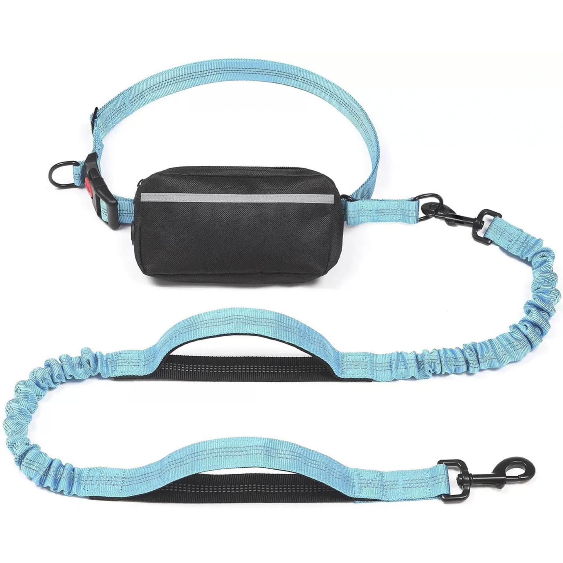 Heeipaw Hands Free Dog Leash with Zipper Pouch, Dual Padded Handles and Durable Bungee for Walking, Jogging and Running Your Dog - Blue - Medium (8-25 lbs Dogs) - image 5