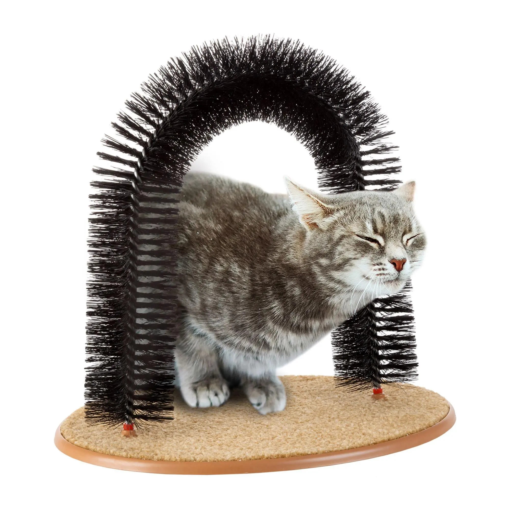 Heeipaw Cat Se lf-Groomer Bris tle Ring Brush Cat Arch - Black - image 1