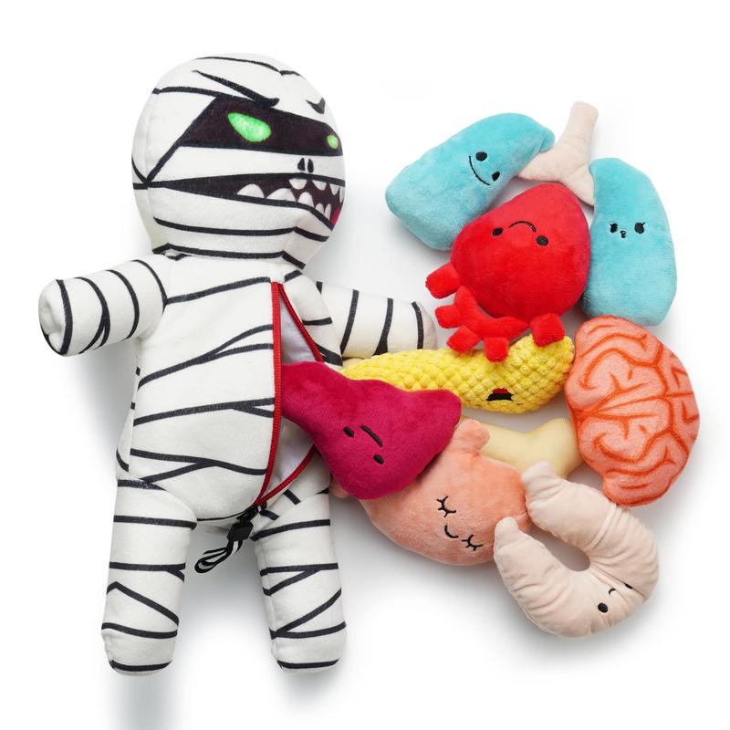 Heeipaw Mummy Plush Dog Toy, Interactive Hide-and-Seek Treat Puzzle with Squeaker for Cats & Dogs, Halloween Enrichment Toy for  - White - image 1